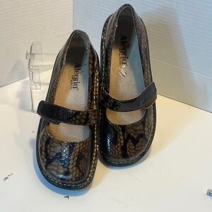 Alegria Brown Snake-Print Mary Jane Kids Shoes